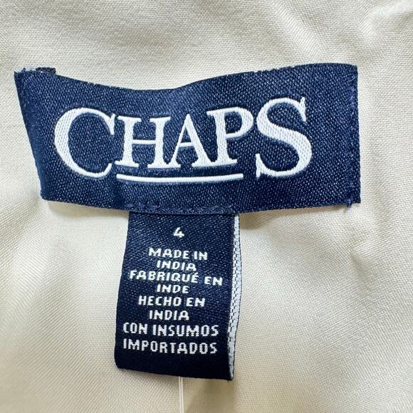 CHAPS Linen Blend off white with Navy Stripe Blazer NWT Sz 4 - Picture 4 of 7